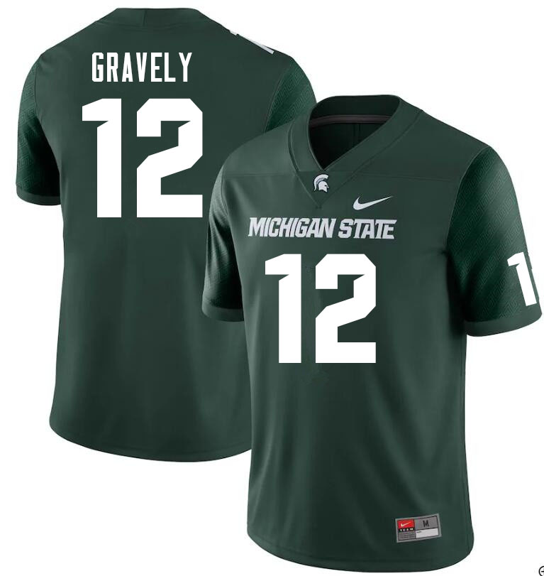 Men #12 Michael Gravely Michigan State Spartans College Football Jerseys Sale-Green